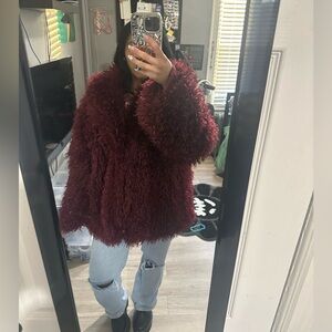 Burgundy Faux Coat